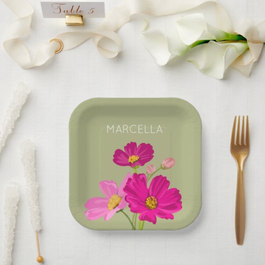 Farbenfrohe Blume für den hellen Gartenkosmos Pappteller (Hochzeit)