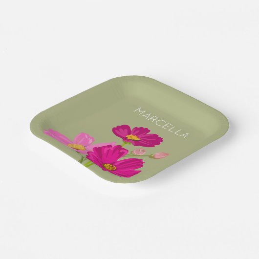 Farbenfrohe Blume für den hellen Gartenkosmos Pappteller (Gewinkelt)