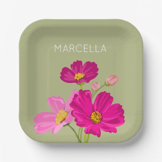 Farbenfrohe Blume für den hellen Gartenkosmos Pappteller (Vorderseite)