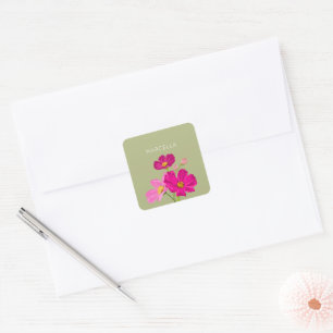 Farbenfrohe Blume für den hellen Gartenkosmos Quadratischer Aufkleber