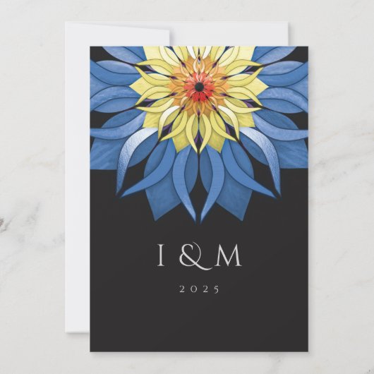 Farbenfrohe Blume für Hochzeiten Einladung (Rückseite)