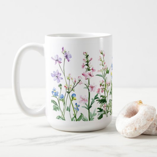 Farbenfrohe Blume Geschenk 🌸 Kaffeemaschine Tasse (Mit Donut)