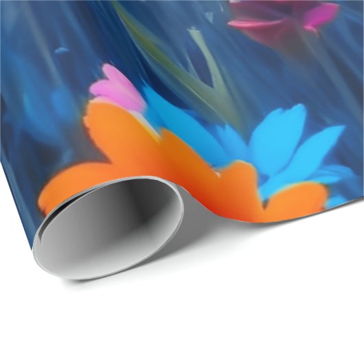 Farbenfrohe Blume Geschenkpapier (Rolleneckpunkt)