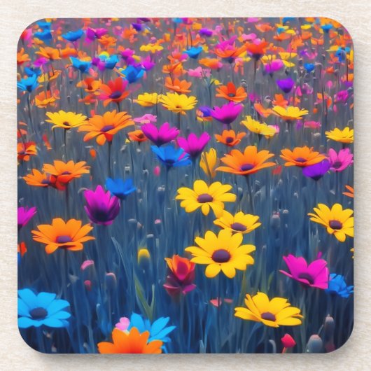 Farbenfrohe Blume Getränkeuntersetzer (Vorderseite)