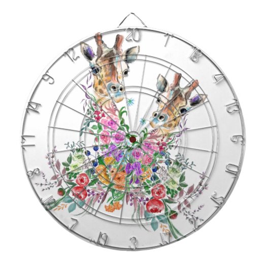 Farbenfrohe Blume Giraffe Dart Board Dartscheibe (vorne)