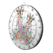 Farbenfrohe Blume Giraffe Dart Board Dartscheibe (Vorderseite rechts)