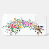 Farbenfrohe Blume Giraffe iPhone Case (Rückseite (Horizontal))