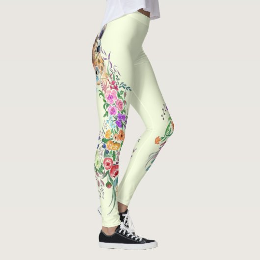 Farbenfrohe Blume Giraffe Leggings Frühjahrsdesign (Rechts)