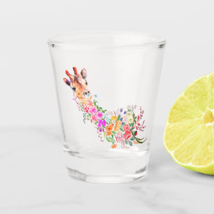 Farbenfrohe Blume Giraffe Shot Glass Gift Malerei Schnapsglas