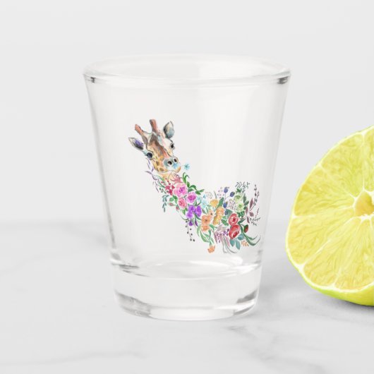 Farbenfrohe Blume Giraffe Shotglas Schnapsglas (Vorderseite)