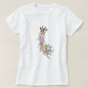 Farbenfrohe Blume Giraffe T - Shirt - Malerei
