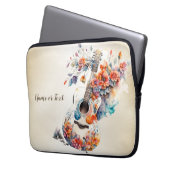 Farbenfrohe Blume Gitarrenmusik Instrument Elegant Laptopschutzhülle (Vorderseite Links)