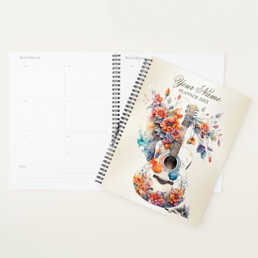 Farbenfrohe Blume Gitarrenmusik Instrument Elegant Planer (Anzeige)