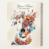 Farbenfrohe Blume Gitarrenmusik Instrument Elegant Planer (Rückseite)