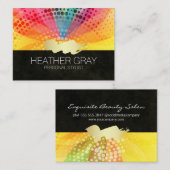 Farbenfrohe Blume Gold gebürstet Terminkarte (Vorne/Hinten)