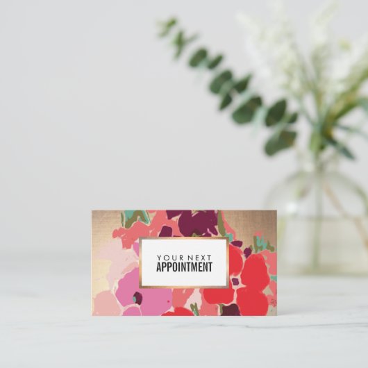 Farbenfrohe Blume, Goldsalon Erinnerung Terminkarte (Stehend Vorderseite)
