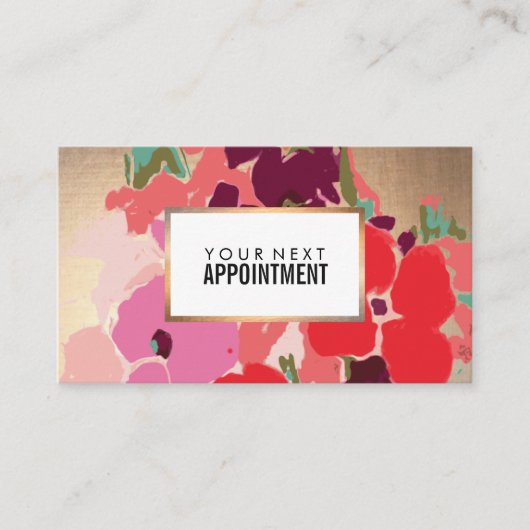 Farbenfrohe Blume, Goldsalon Erinnerung Terminkarte (Vorderseite)