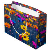 Farbenfrohe Blume Große Geschenktüte (Rückseite Schrägansicht)