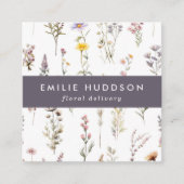 Farbenfrohe Blume, Grüne, Floristrie, Blume Shop Quadratische Visitenkarte (Vorderseite)