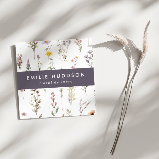 Farbenfrohe Blume, Grüne, Floristrie, Blume Shop Quadratische Visitenkarte