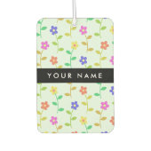 Farbenfrohe Blume, hellgrüner Hintergrund, schwarz Autolufterfrischer (Vorderseite)