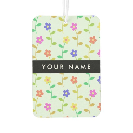 Farbenfrohe Blume, hellgrüner Hintergrund, schwarz Autolufterfrischer (Rückseite)