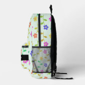 Farbenfrohe Blume, hellgrüner Hintergrund, schwarz Bedruckter Rucksack (Rechts)
