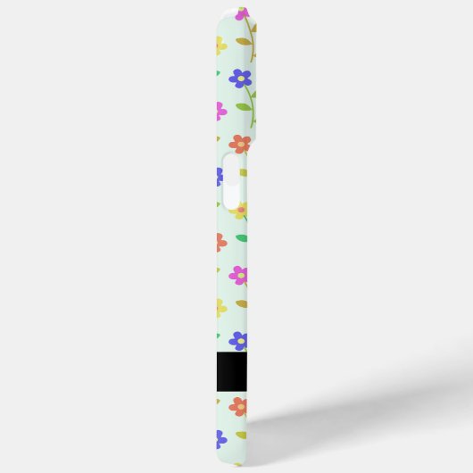 Farbenfrohe Blume, hellgrüner Hintergrund, schwarz Case-Mate iPhone Hülle (Rückseite / Rechts)