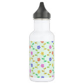 Farbenfrohe Blume, hellgrüner Hintergrund, schwarz Edelstahlflasche (Links)