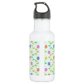 Farbenfrohe Blume, hellgrüner Hintergrund, schwarz Edelstahlflasche (Rückseite)