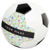Farbenfrohe Blume, hellgrüner Hintergrund, schwarz Fußball (Dreiviertel)