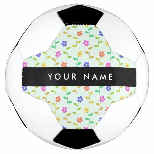 Farbenfrohe Blume, hellgrüner Hintergrund, schwarz Fußball (Vorderseite)