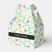 Farbenfrohe Blume, hellgrüner Hintergrund, schwarz Geschenkschachtel (Vorderseite)