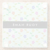 Farbenfrohe Blume, hellgrüner Hintergrund, schwarz Glasuntersetzer (Rückseite)