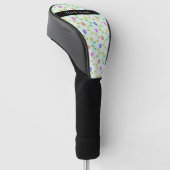 Farbenfrohe Blume, hellgrüner Hintergrund, schwarz Golf Headcover (angewinkelt)