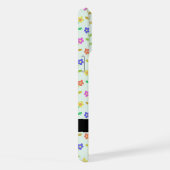 Farbenfrohe Blume, hellgrüner Hintergrund, schwarz iPhone Hülle (Rechte Seite)