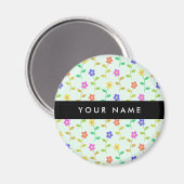 Farbenfrohe Blume, hellgrüner Hintergrund, schwarz Magnet (Vorderseite/Rückseite)