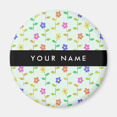 Farbenfrohe Blume, hellgrüner Hintergrund, schwarz Magnet (Vorne)