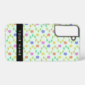 Farbenfrohe Blume, hellgrüner Hintergrund, schwarz Samsung Galaxy Hülle (Rückseite (Horizontal))