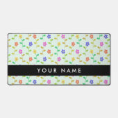 Farbenfrohe Blume, hellgrüner Hintergrund, schwarz Schreibtischunterlage (Vorderseite)