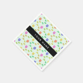 Farbenfrohe Blume, hellgrüner Hintergrund, schwarz Serviette (Ecke)