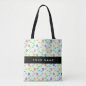 Farbenfrohe Blume, hellgrüner Hintergrund, schwarz Tasche (Vorderseite)