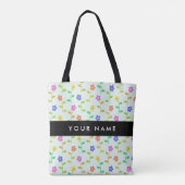 Farbenfrohe Blume, hellgrüner Hintergrund, schwarz Tasche (Rückseite)