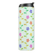 Farbenfrohe Blume, hellgrüner Hintergrund, schwarz Thermosbecher (Nach links gedreht)