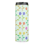 Farbenfrohe Blume, hellgrüner Hintergrund, schwarz Thermosbecher (Rückseite)