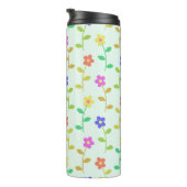 Farbenfrohe Blume, hellgrüner Hintergrund, schwarz Thermosbecher (Nach rechts gedreht)