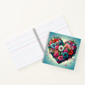 Farbenfrohe Blume Herz! Notizblock (Innenseite)