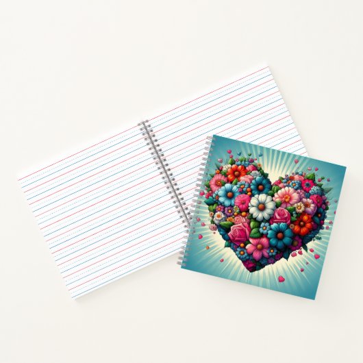 Farbenfrohe Blume Herz! Notizblock (Innenseite)
