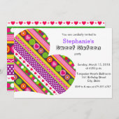 Farbenfrohe Blume Herz Süß 16 Party Einladungen (Vorne/Hinten)