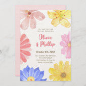 Farbenfrohe Blume Hochzeit Einladung (Vorne/Hinten)